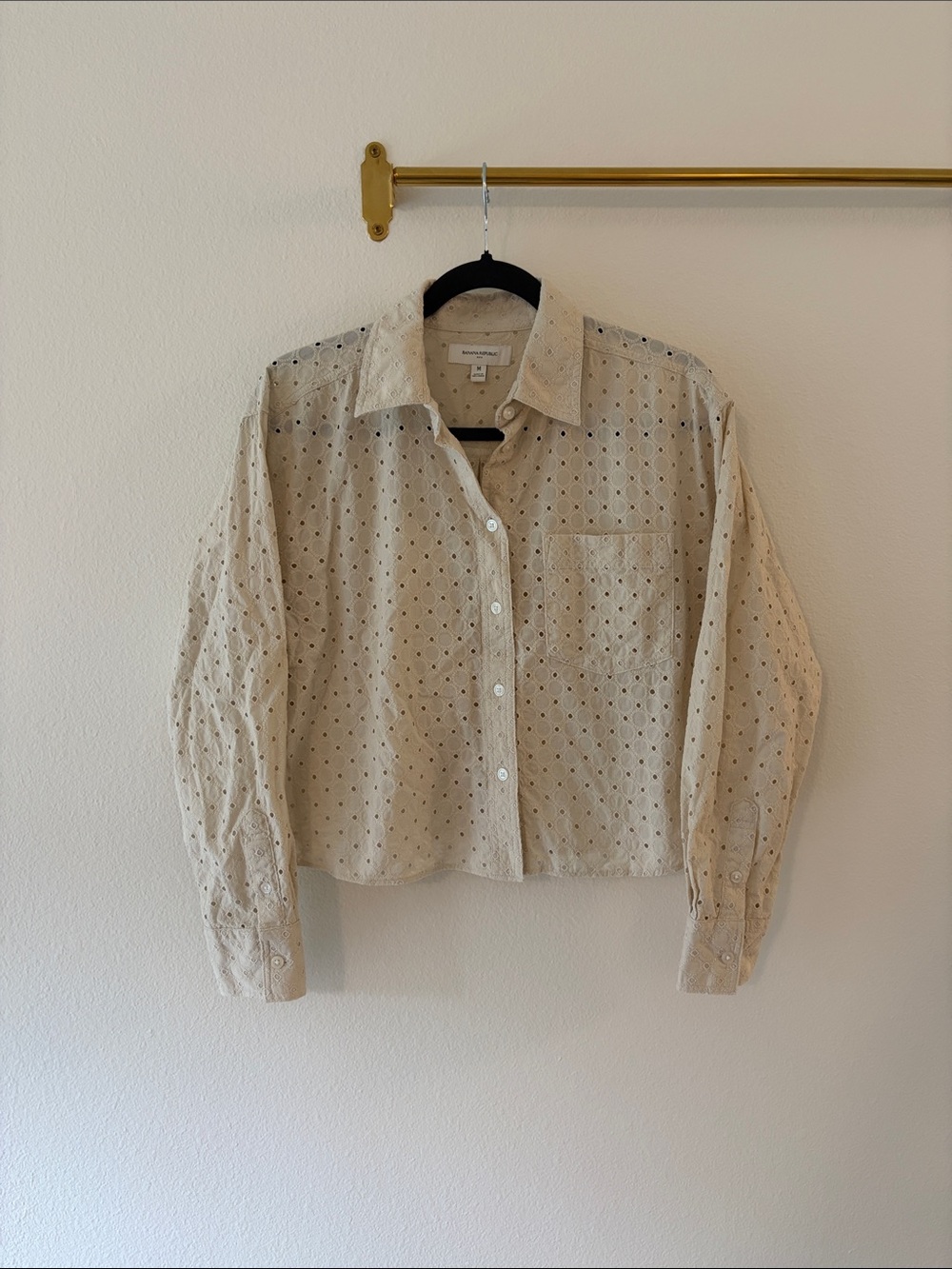 Banana Republic Beige Eyelet Button-Down Shirt
